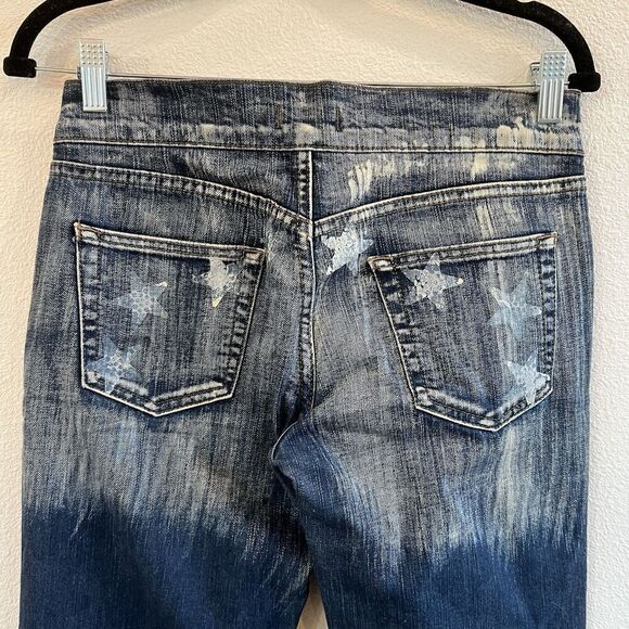 Dolce & Gabbana Low Rose Bootcut Jeans Stars Whisker Y2K Designer - Picture 10 of 11